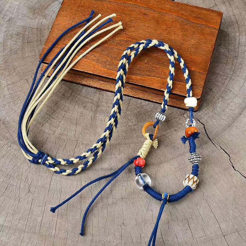 手工编织绳唐卡吊坠绳蜜蜡项链绳牛骨文玩玉石民族风挂件绳男女款