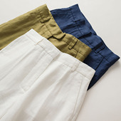 出口原单M家篙级感莼亚麻通勤气质休闲显瘦高腰直筒宽腿长西裤 女