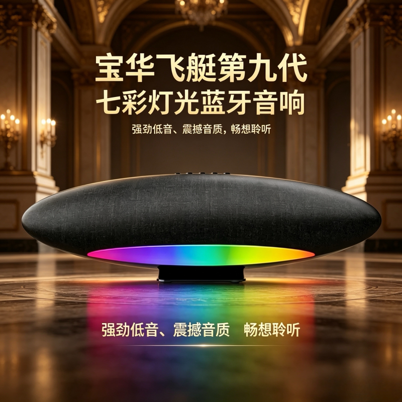 华强北飞艇蓝牙音响七彩灯光无线音箱强劲低音震撼音质飞艇第九代