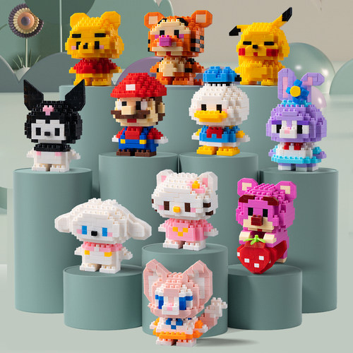 微颗粒积木拼装玩具可爱拼图女孩