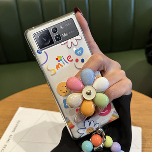 原装正品适用彩色花朵支架小米Mix Fold3手机壳小清新卡通可爱指环mixfold2新款透明外壳时尚手提链条4保护套