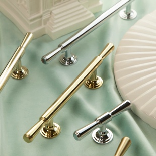 拉手柜门 法式高端镀铬亮银色衣柜橱柜拉手实心现代简约柜门拉手