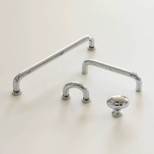 U形银色柜门拉手轻奢法式家具衣柜子简约亮银色橱柜抽屉实心把手