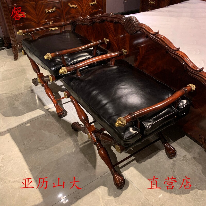 欧式实木床尾凳头层牛皮梳妆凳馨艺福瑞家具皮墩包邮皮凳子换鞋凳