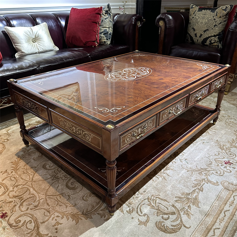 拉卡萨亚历山大实木贝壳欧式茶几