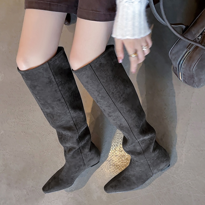 堆堆靴骑士靴粗跟中筒靴女马丁靴