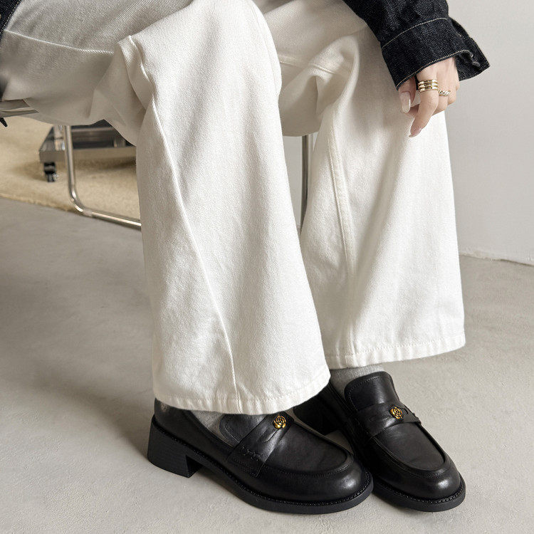 4.5cm真皮棕色复古乐福鞋时尚一脚蹬英伦风深口单鞋老钱风小皮鞋,女鞋,深口单鞋,淘宝优惠券,粉丝福利购,淘宝优惠卷