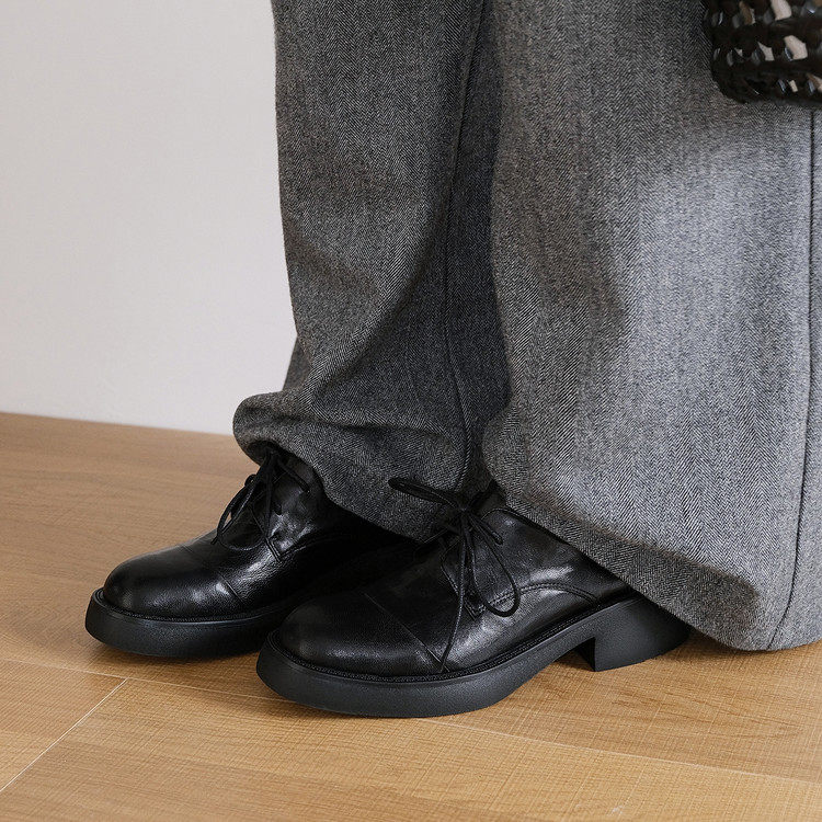 5cm软羊皮黑色系带粗跟乐福鞋2026新款真皮软底单鞋女厚底小皮鞋,女鞋,深口单鞋,淘宝优惠券,粉丝福利购,淘宝优惠卷