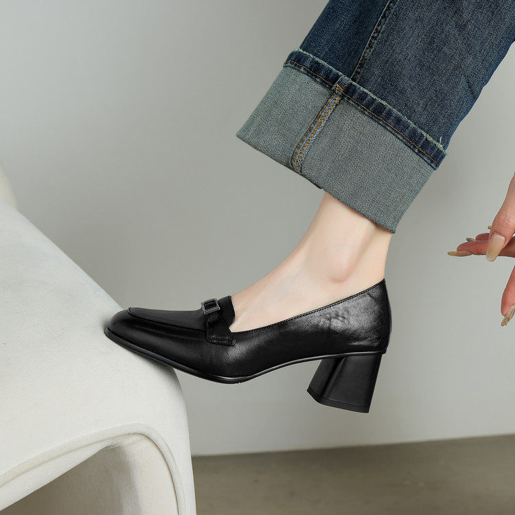 5.5cm头层牛皮粗跟单鞋女2026早春新款复古方头乐福鞋中跟工作鞋,女鞋,深口单鞋,淘宝优惠券,粉丝福利购,淘宝优惠卷