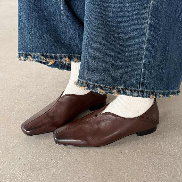 1.5cm法式复古方头小皮鞋高级感小众软面低跟真皮深口老钱风单鞋,女鞋,深口单鞋,淘宝优惠券,粉丝福利购,淘宝优惠卷