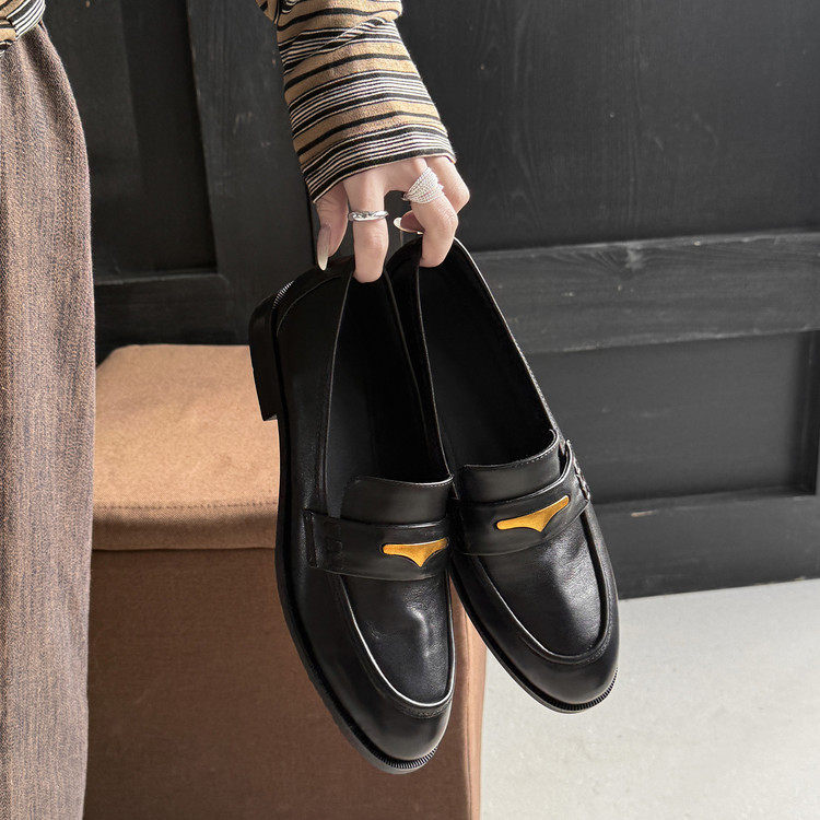 3cm英伦风复古低跟乐福鞋女2026新款圆头深口小皮鞋牛皮平底单鞋,女鞋,深口单鞋,淘宝优惠券,粉丝福利购,淘宝优惠卷