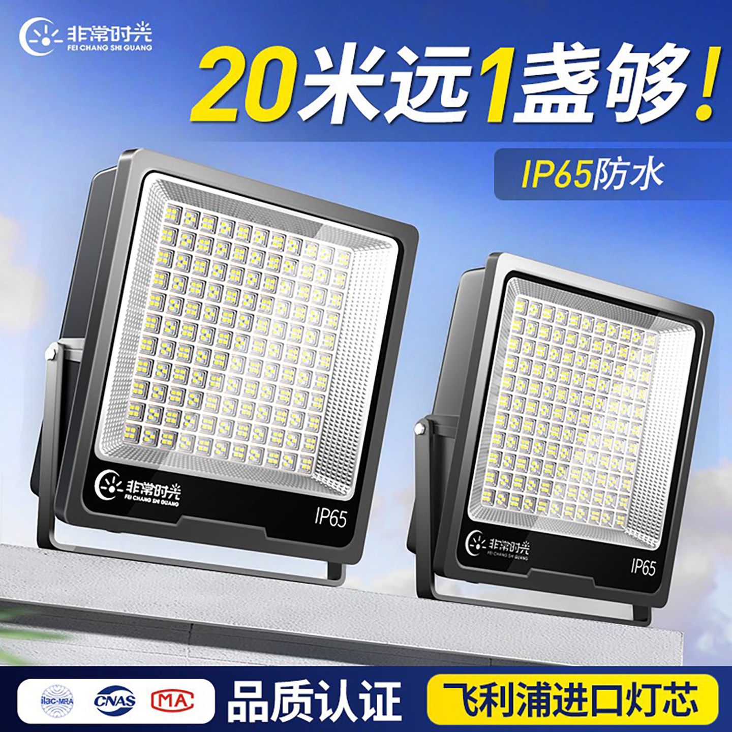 led户外照明灯投光灯220v工程探照室外防水强光工地工业招牌射灯