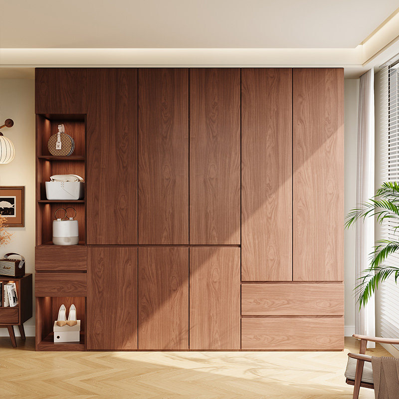 实木衣柜北欧家用新款卧室柜子储物柜现代简约定制胡桃色大衣橱,住宅家具,自由组合衣柜,淘宝优惠券,粉丝福利购,淘宝优惠卷