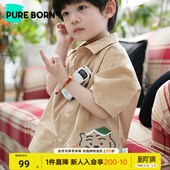 纯棉透气宝宝薄短袖 2026春夏款 博睿恩男童衬衫 上衣 学院风衬衫