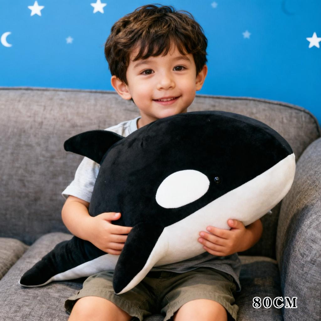 鲸鱼毛绒玩具虎鲸娃娃海洋玩偶红色海豚公仔床上睡觉大号抱枕男生