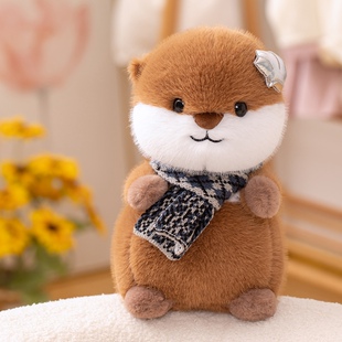 可爱仿真水獭玩偶毛绒玩具儿童睡觉抱枕呆萌河狸公仔女友生日礼物