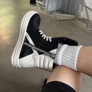 ro倒三角高帮鞋子男主线暗黑短靴朋克风厚底马丁靴奶香休闲板鞋女