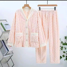 【悠悠粉丝专享】女秋冬保暖法兰绒睡衣学生简约珊瑚绒可外穿睡衣