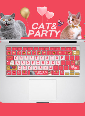 适用新MacBook硅胶m2键盘膜air13保护Pro14苹果笔记本电脑猫聚会