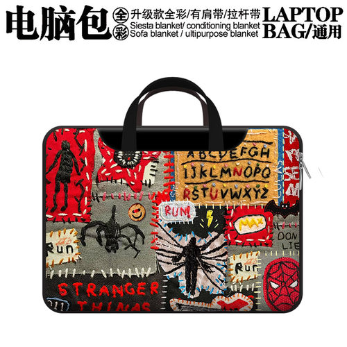 升级款手提斜挎皮革电脑包男女适用苹果Air13华为matebook14联想拯救者惠普戴尔17/16/15寸笔记本内胆包怪奇