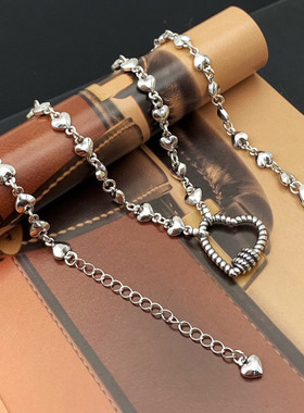 925银复古女士爱心项链