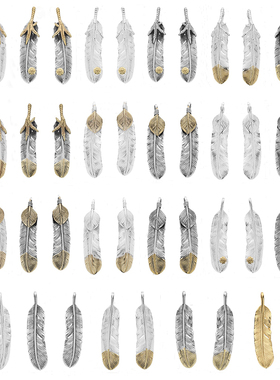 925银点金鹰爪羽毛吊坠