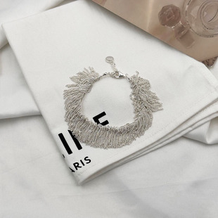 925银重工小众千丝万缕流苏手链项链女波光粼粼ins气质冷淡风套装