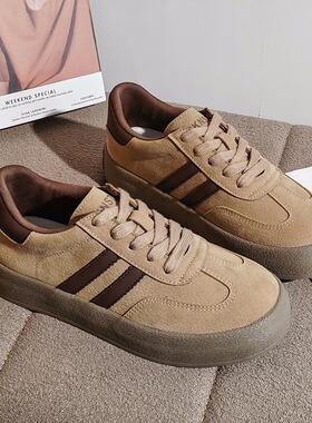 小众复古德训鞋女2025新款ins大码女鞋41-43百搭休闲皮面板鞋42