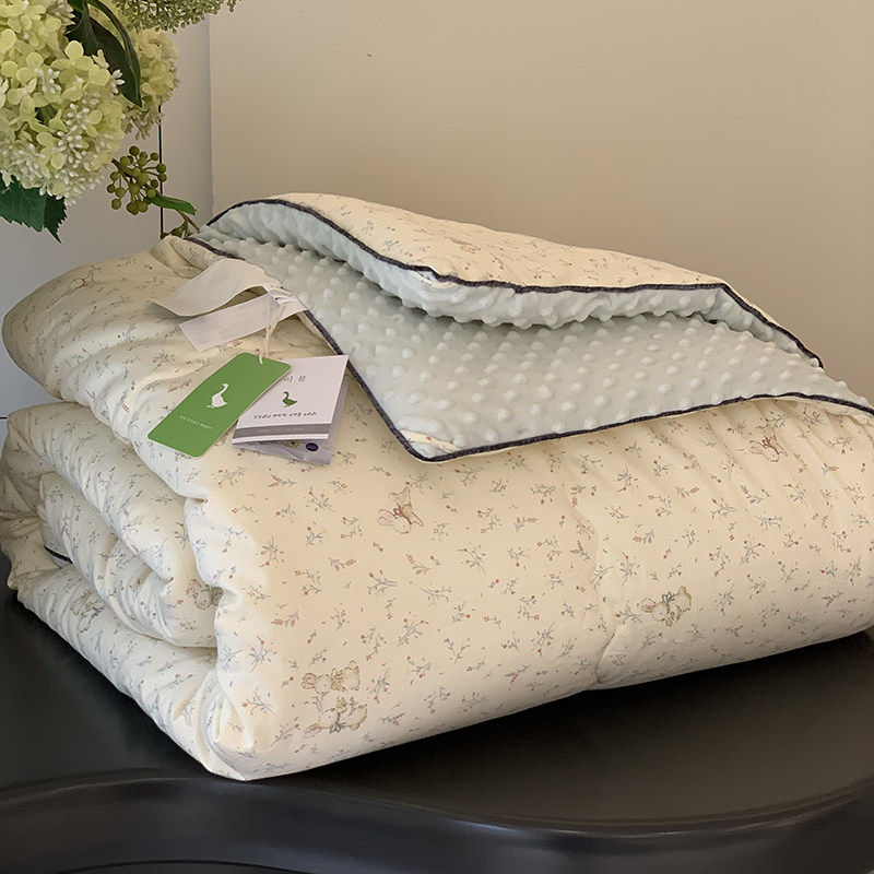 纯棉豆豆绒春秋可水洗大豆纤维被