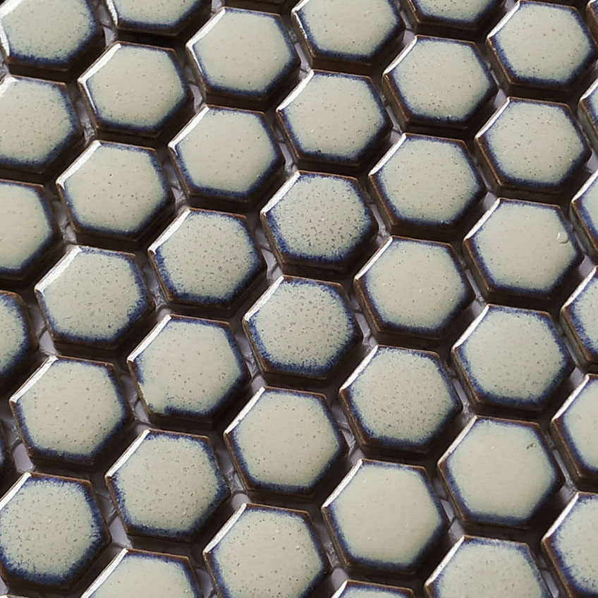 奥廷特陶瓷马赛克黄蓝色结晶釉六角边形厨房卫生间客厅背景墙瓷砖