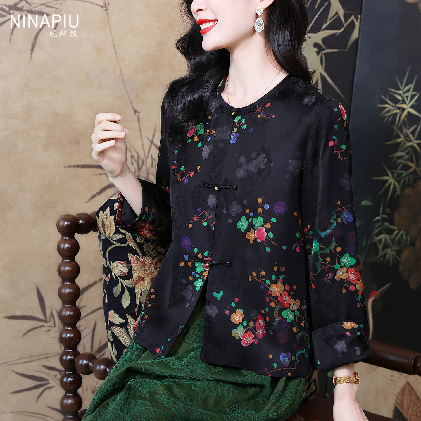 妮娜飘优雅气质显瘦国风复古外套