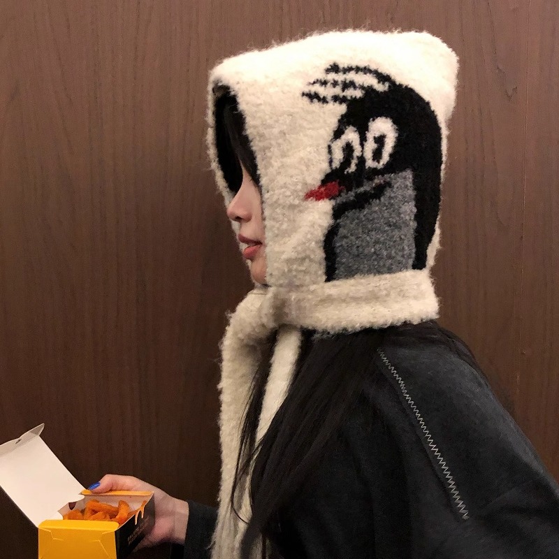 冬季新款可爱巴拉克拉法针织帽女