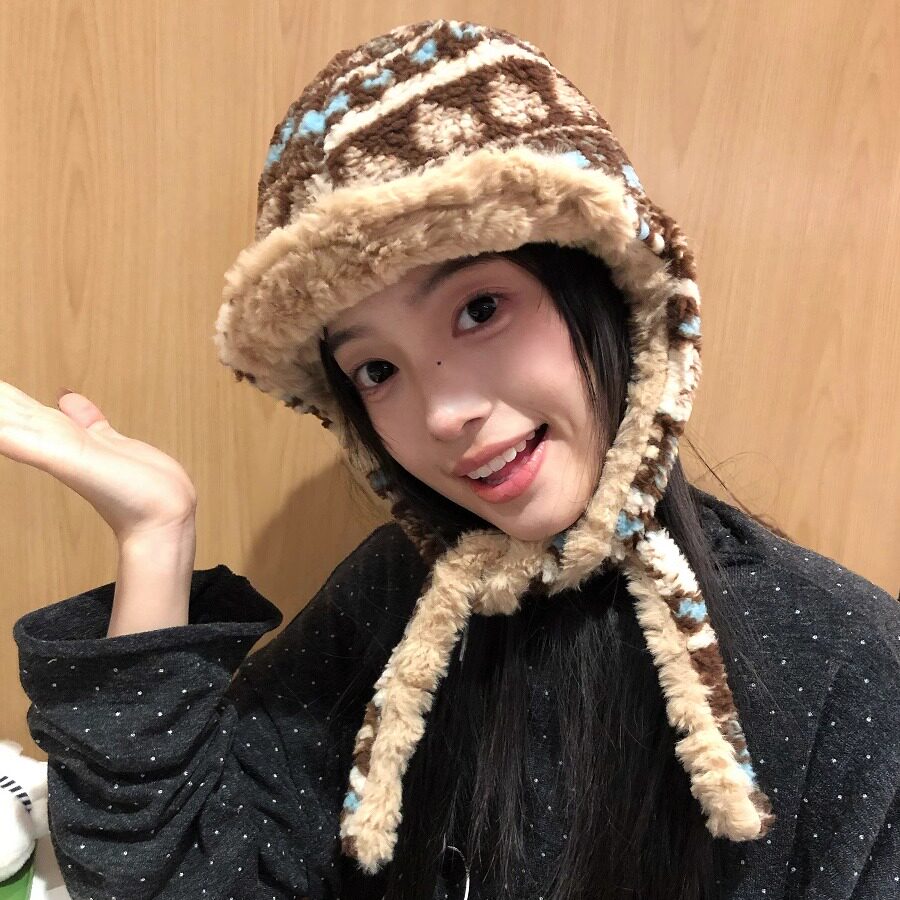 冬季新款费尔岛加厚毛绒雷锋帽女
