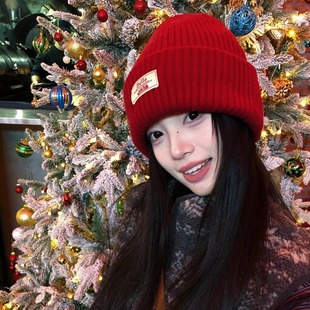 新款简约纯色针织帽子女秋冬季百搭保暖包头毛线帽护耳套头冷帽男