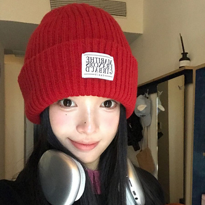 大头围纯色针织帽女2026冬季新款保暖毛线帽情侣百搭休闲护耳冷帽