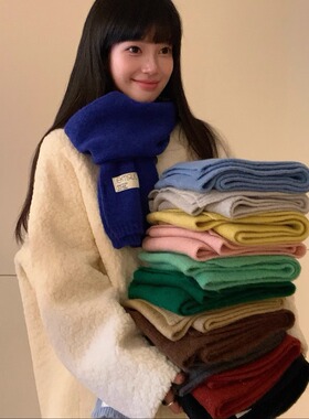 ins风韩系新款纯色围巾女秋冬季保暖毛线针织围脖情侣学生百搭男