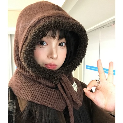 大头围巴拉克拉法针织毛线帽冬季