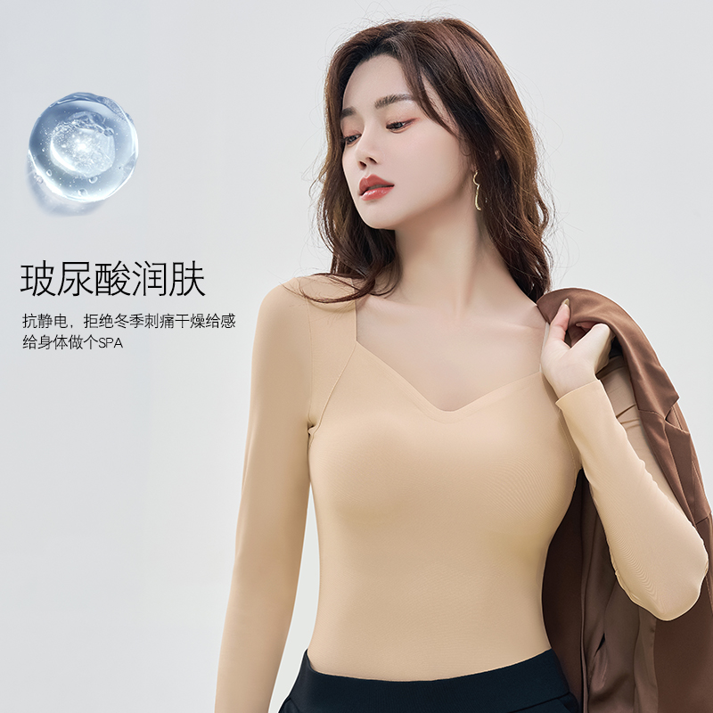 2025保暖上衣玻尿酸长袖美肤衣秋冬薄款修身无痕聚拢打底衣169