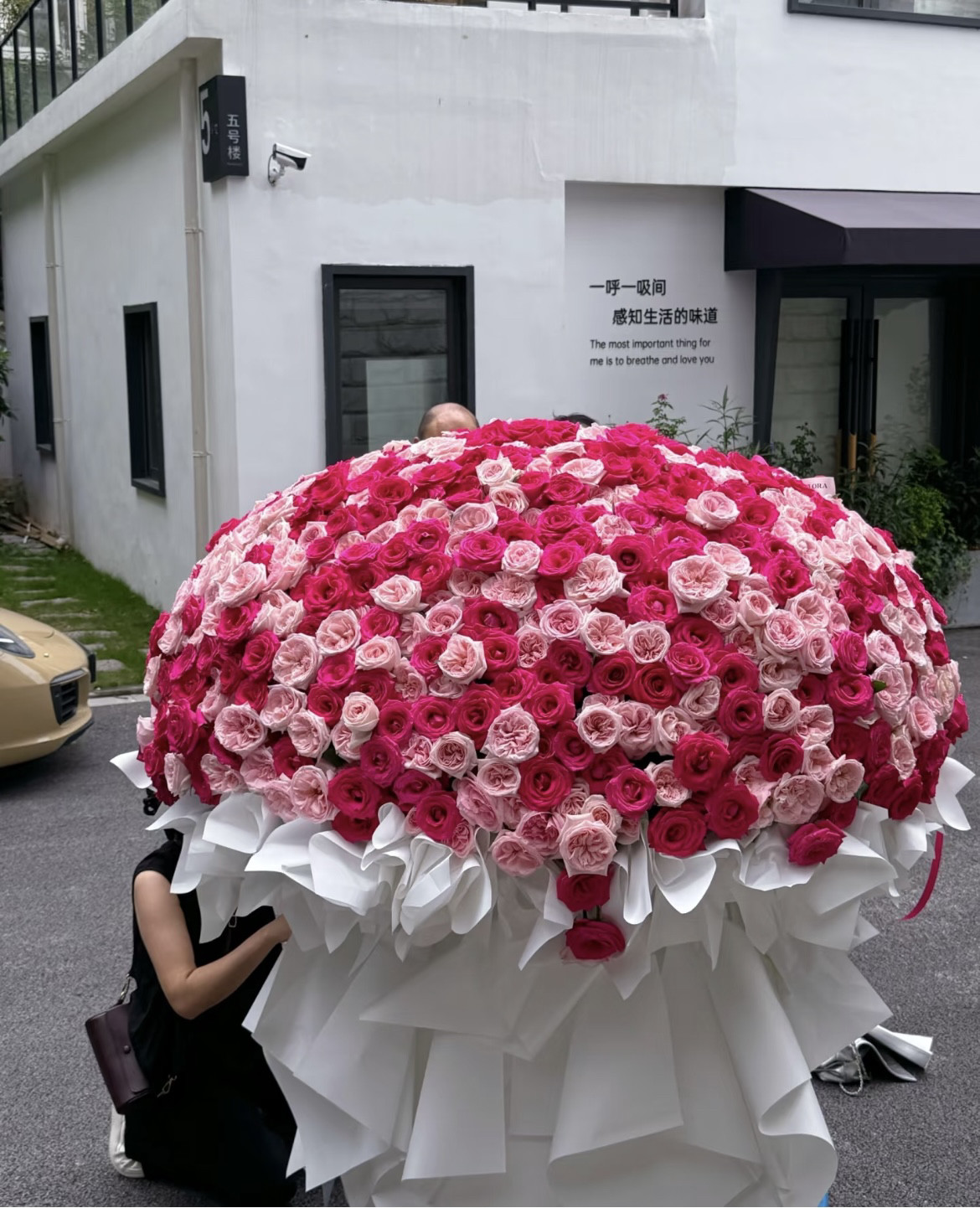 999朵红粉玫瑰巨型花束厦门思明湖里花店同城配送上门