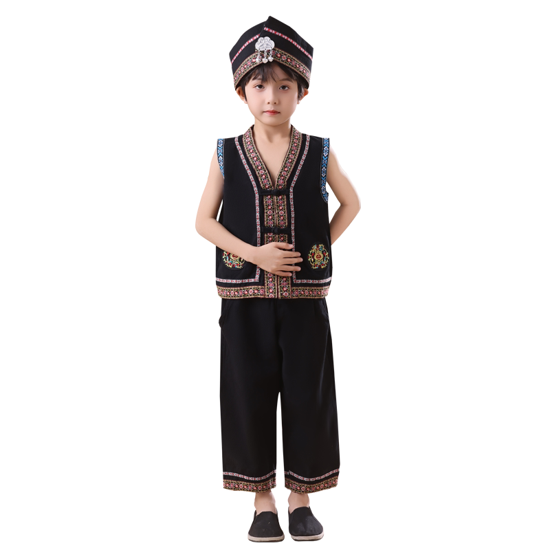 新款广西少数民族三月三儿童服饰壮族苗族土家族男女款演出表演服