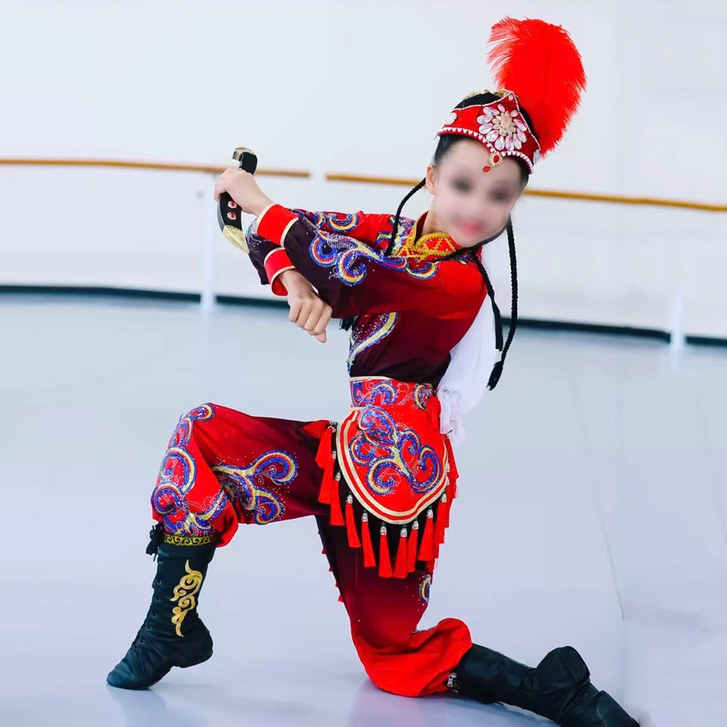 新疆维族演出服香妃戎装像舞蹈服女少儿独舞艺考表演服装异域风情