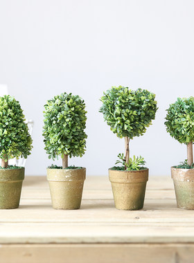 欧迷 假室居真植栽摆花绿彷球小盆饰盆装物景内家北妆客厅植品件