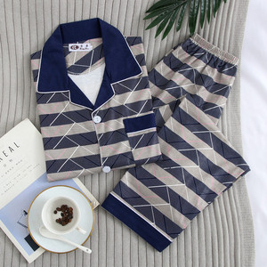 春秋季中年男士睡衣长袖纯棉加肥加大码中青年男款家居服休闲套装