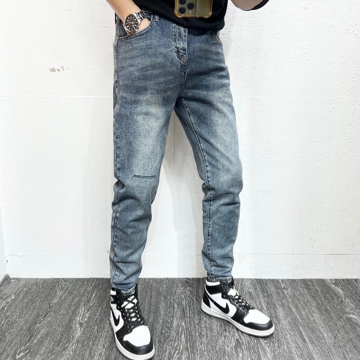 修身牛仔裤修身小脚牛仔裤