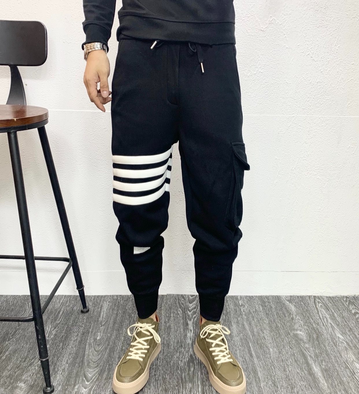 小脚裤子男春秋新款微垮运动裤休闲百搭束脚哈伦裤工装灰色卫裤潮,男装,休闲裤,淘宝优惠券,粉丝福利购,淘宝优惠卷