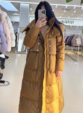 日娜亞太【高奢20XXASIA lok 26新款高智风羽绒服黄色 中长款