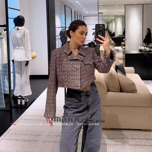 日娜高奢20XXASIA BUYER 1 pla 小香风粉金蓝色粗花呢短款外套女