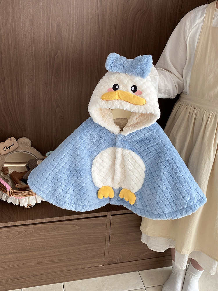 卡通迪士尼婴儿披风斗篷春秋冬外出挡风男女宝宝防风加绒披肩