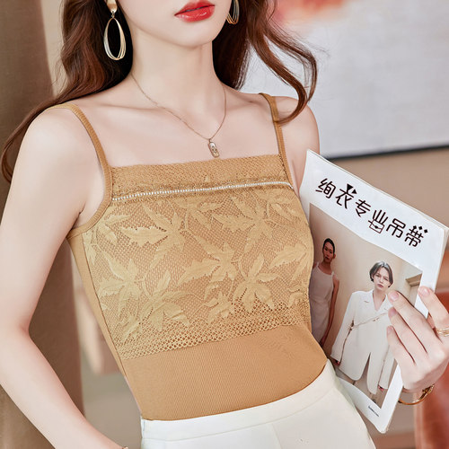 枫叶蕾丝吊带背心女2026春季新款
