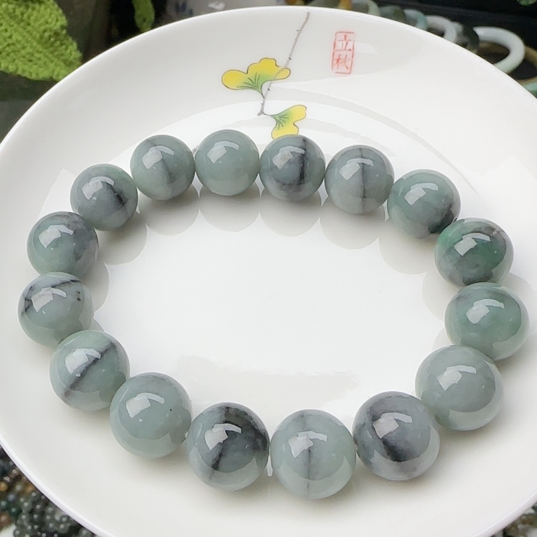 翡翠特色一线天绿底乌鸡卡13